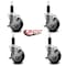 Service Caster 4'' Black Poly Swivel 1-1/8'' Expanding Stem Caster Set with Brake, 4PK SCC-EX20S414-PPUB-BLK-TLB-118-4 - alternate 2